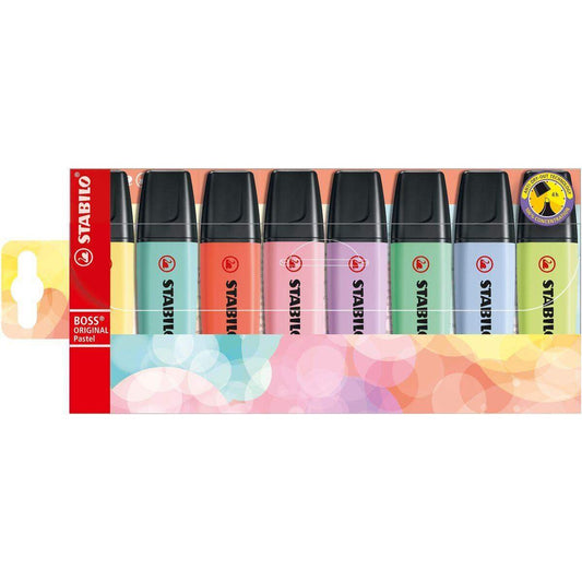 Textmarker - STABILO BOSS ORIGINAL Pastel - 8er Pack - 8 verschiedene Farben