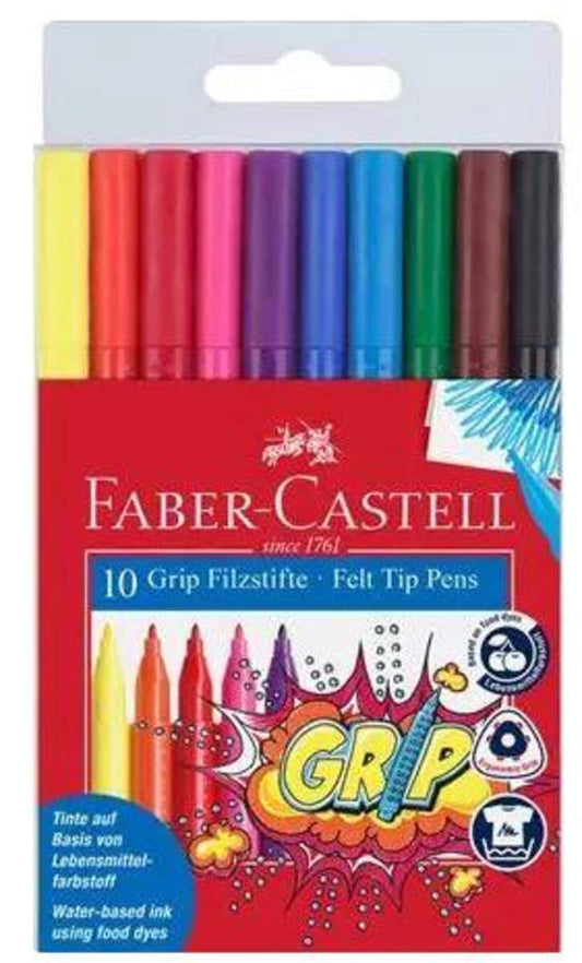 Faber-Castell Filzstift Grip Colour Marker 10er Kunststoffetui