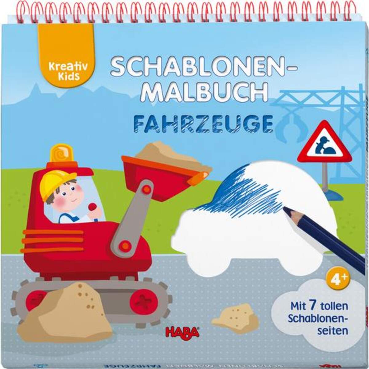 HABA 304643 Kreativ Kids Schablonen-Malbuch Fahrzeuge