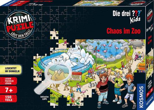 KOSMOS Die drei ??? Kids Krimi-Puzzle Chaos im Zoo, 150 Teile