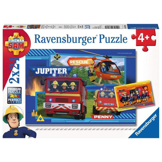 Ravensburger Kinderpuzzle Feuerwehrmann Sam, Wasser marsch mit Sam, 2x24 Teile