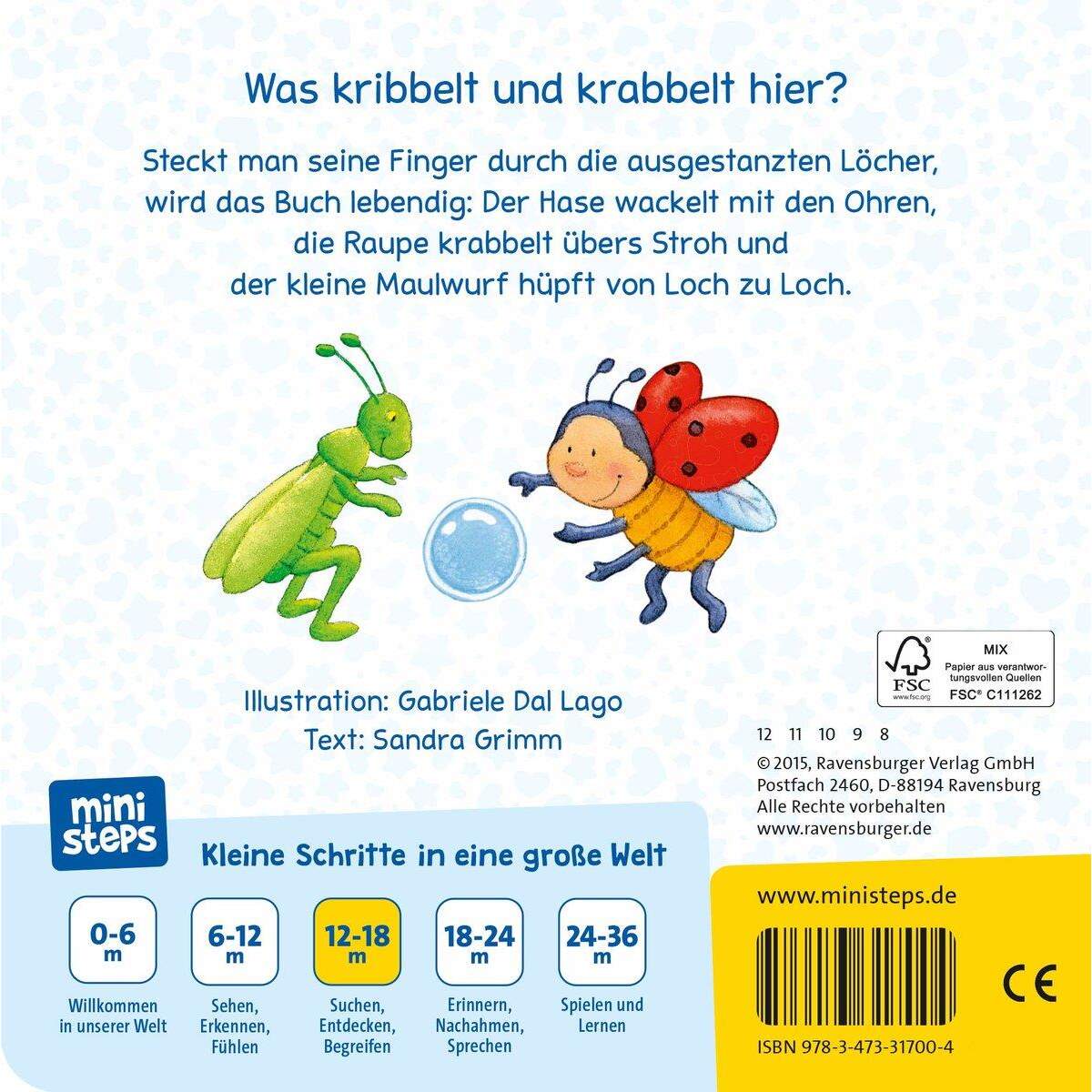 Ravensburger ministeps Lustige Kribbel-Krabbel Tiere: Mein erstes Fingerspielbuch