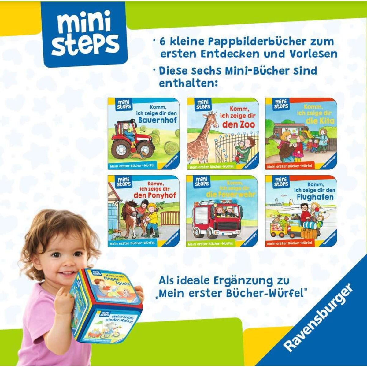 Ravensburger ministeps: Mein erster Bücher-Würfel: Kita, Zoo und Feuerwehr (Bücher-Set)