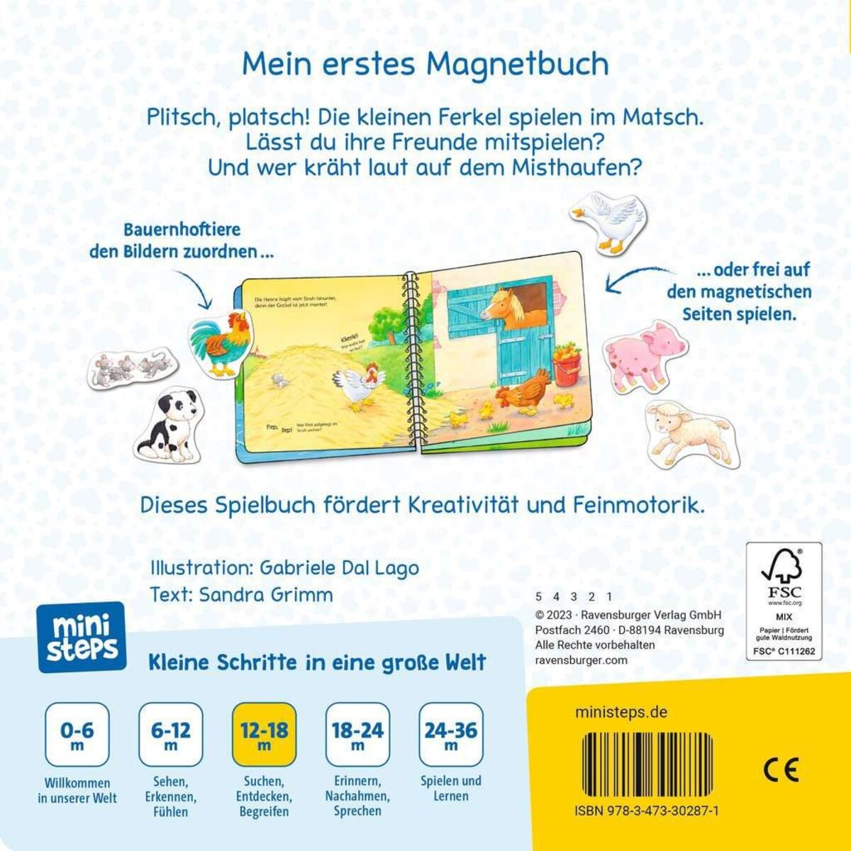 Ravensburger ministeps: Mein erstes Magnetbuch: Wer spielt mit wem? Bauernhoftiere