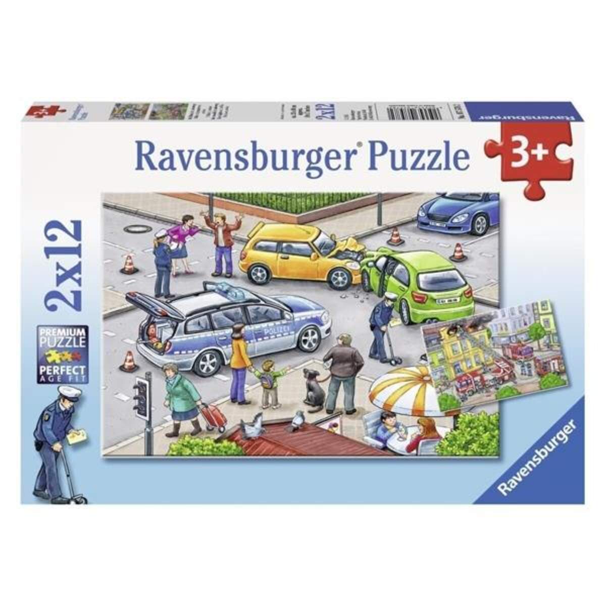 Ravensburger Mit Blaulicht unterwegs, 2 x 12 Teile Puzzle