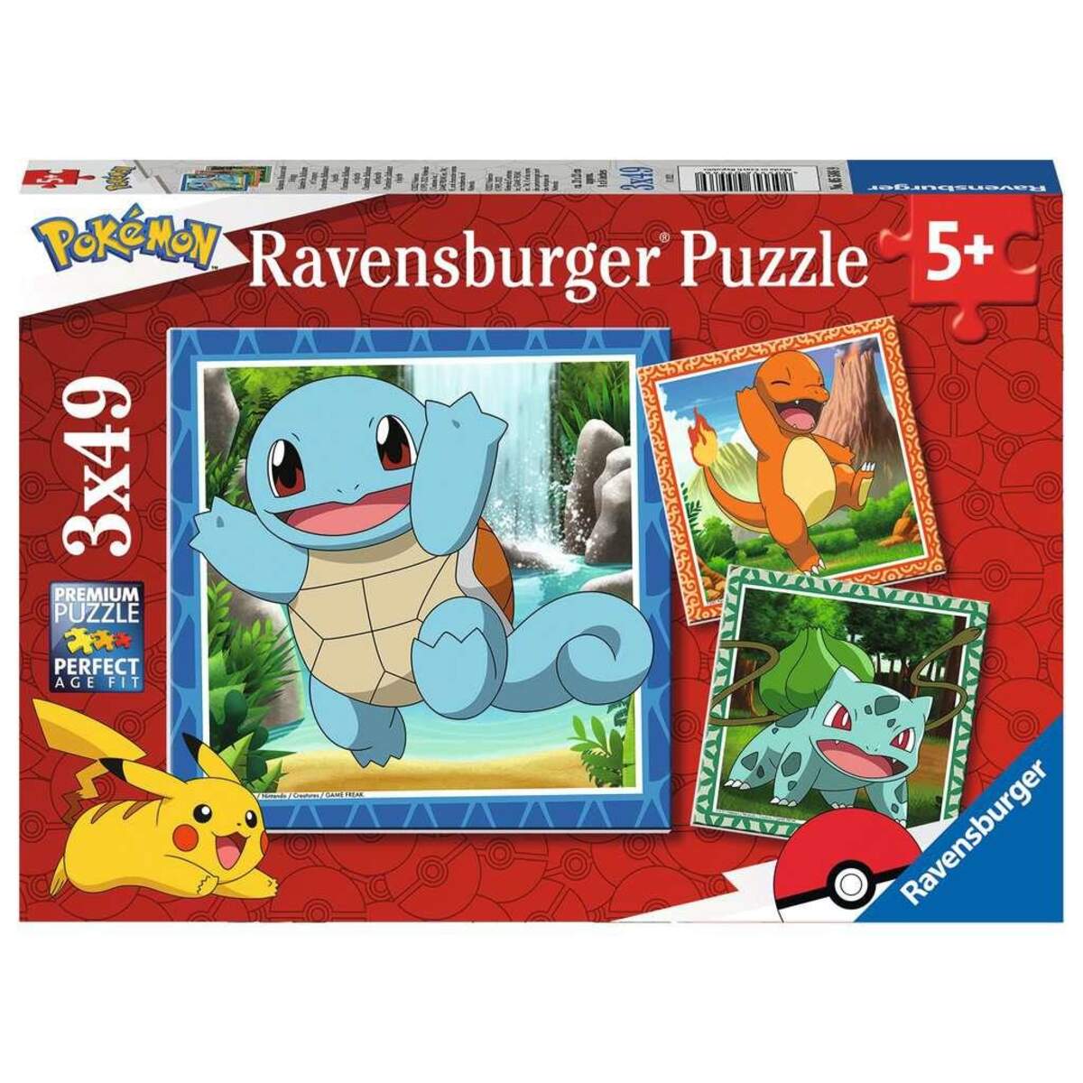 Ravensburger Puzzle - Pokemon: Glumanda, Bisasam und Schiggy, 147 Teile