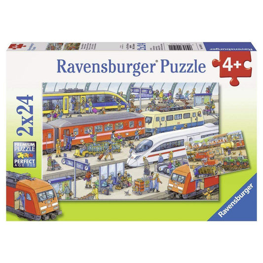 Ravensburger Puzzle Trubel am Bahnhof, 2 x 24 Teile