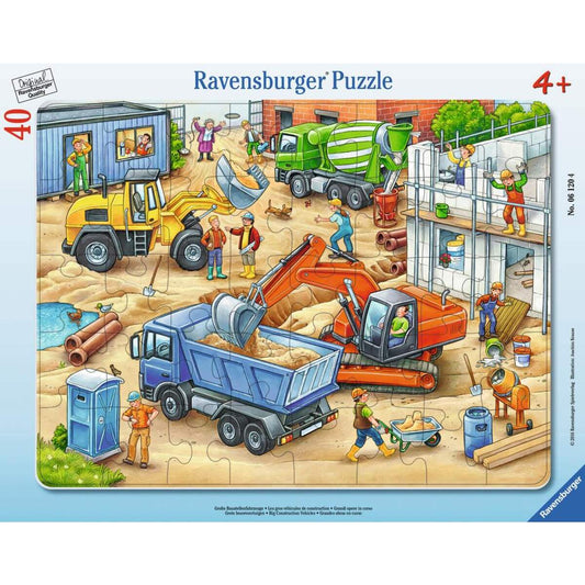 Ravensburger Rahmenpuzzle Große Baustellenfahrzeuge, 40 Teile