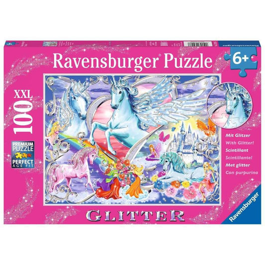 Ravensburger XXL Glitter Puzzle Die schönsten Einhörner, 100 Teile