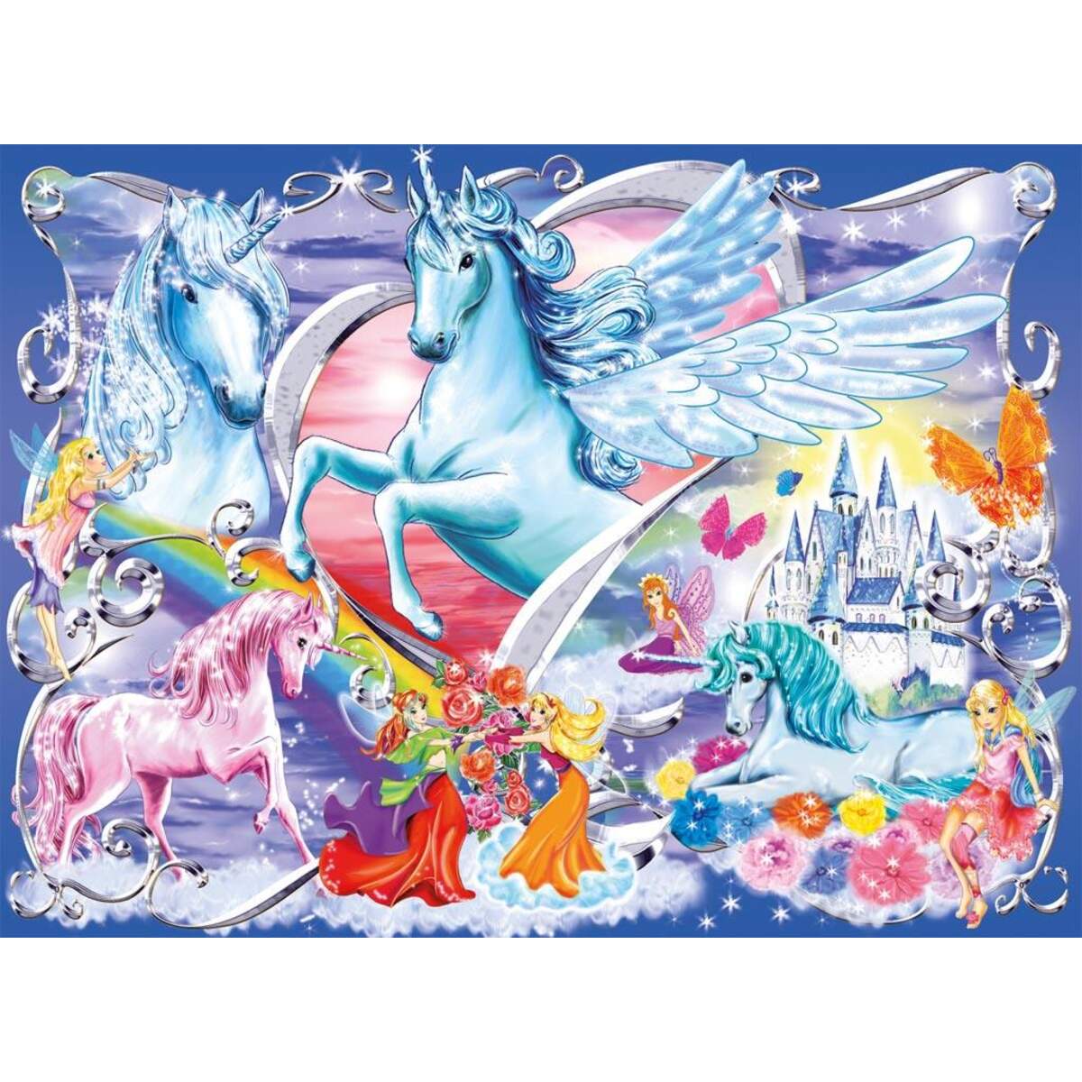 Ravensburger XXL Glitter Puzzle Die schönsten Einhörner, 100 Teile