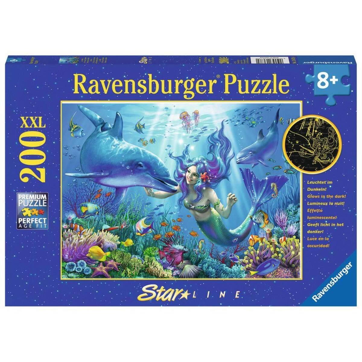 Ravensburger XXl Puzzle Leuchtendes Unterwasserparadies, 200 Teile, leuchtet