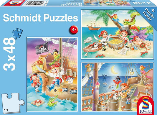 Schmidt Spiele KinderPuzzle - Piratenbande, 3 x 48 Teile