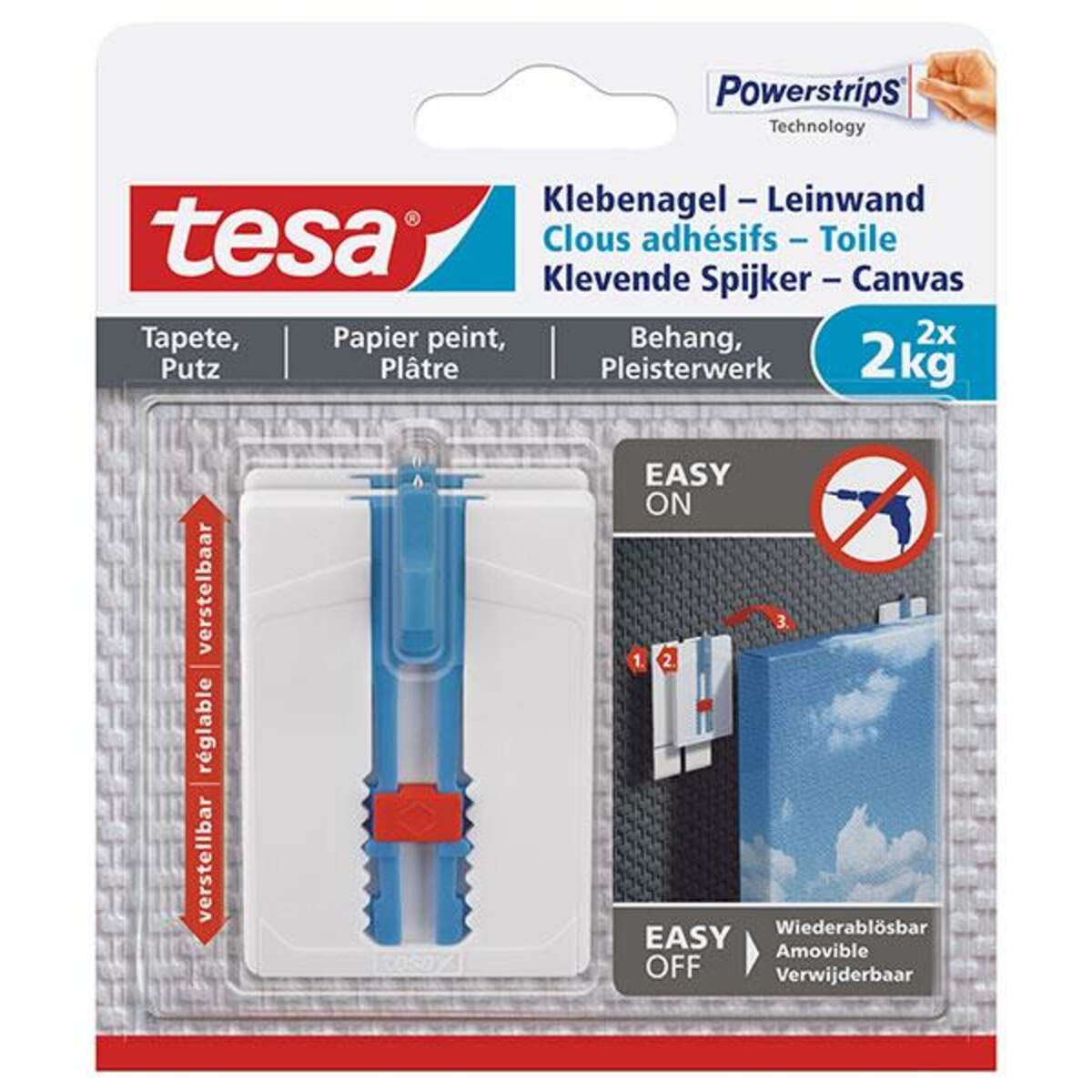 tesa Powerstrips Klebenagel, Leinwand 2x2kg