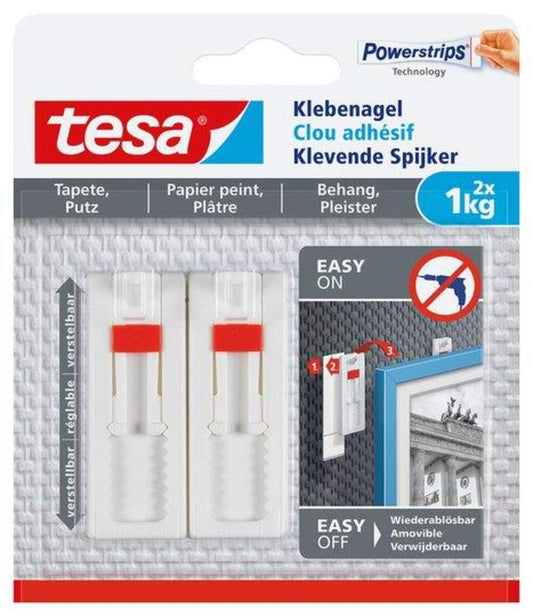 tesa Verstellbarer Klebenagel für Tapeten und Putz (1kg)