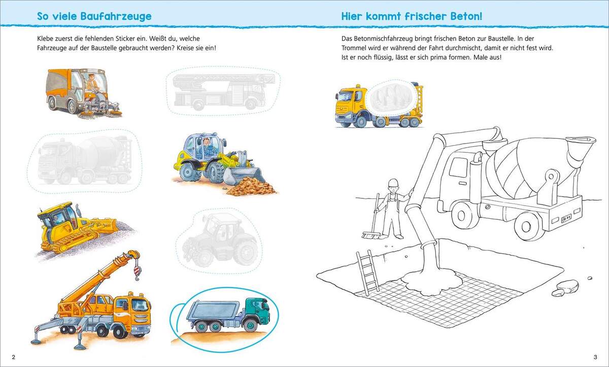 Tessloff WAS IST WAS Kindergarten Malen Rätseln Stickern. Auf der Baustelle