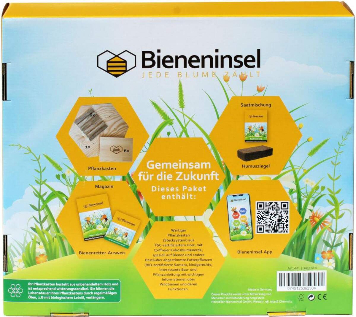 Veganz Pflanzkasten mit kindgerechtem Begleitbuch zur Rettung von Wildbienen